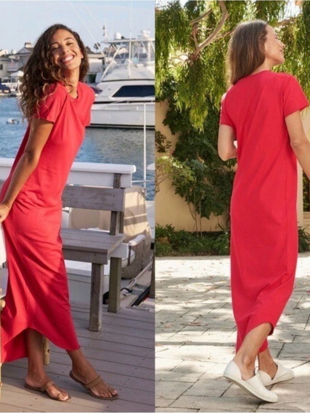 Frank & Eileen Bright Red Short-Sleeve Maxi T-shirt Dress